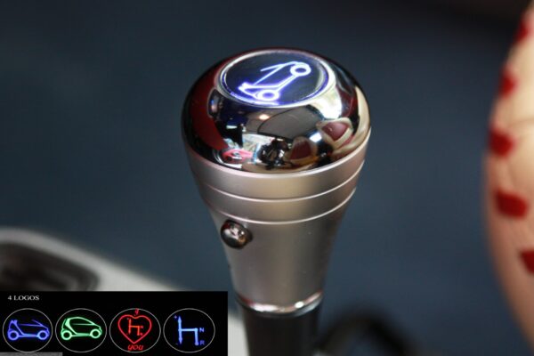 Gear shift knob with LED in 3 colors (red, green, blue) for Smart Fortwo 450 & 451 and Smart Roadster 452 in nickel black