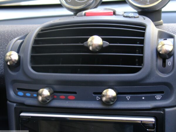 Heater Sliding Control knobs nickel matt of the centre console for Smart Fortwo 450